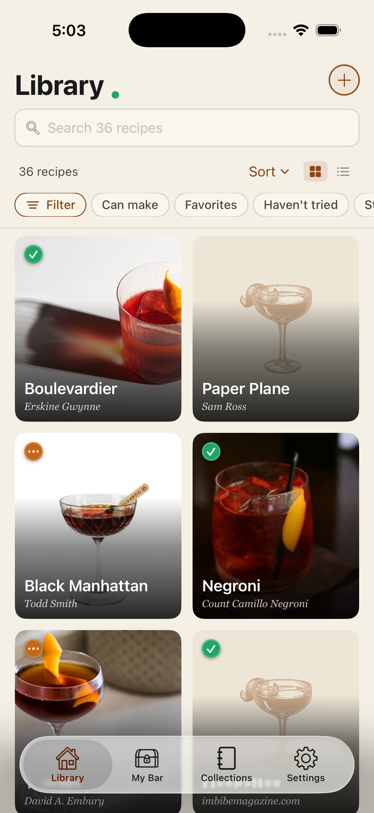 Library home — your collection